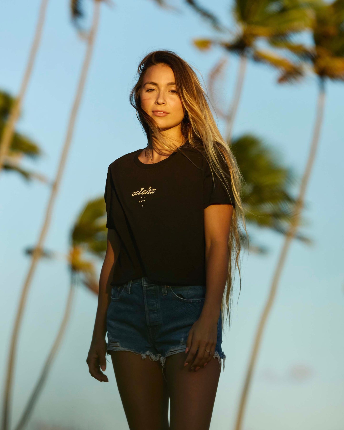 ALOHA CURVE CROP TEE