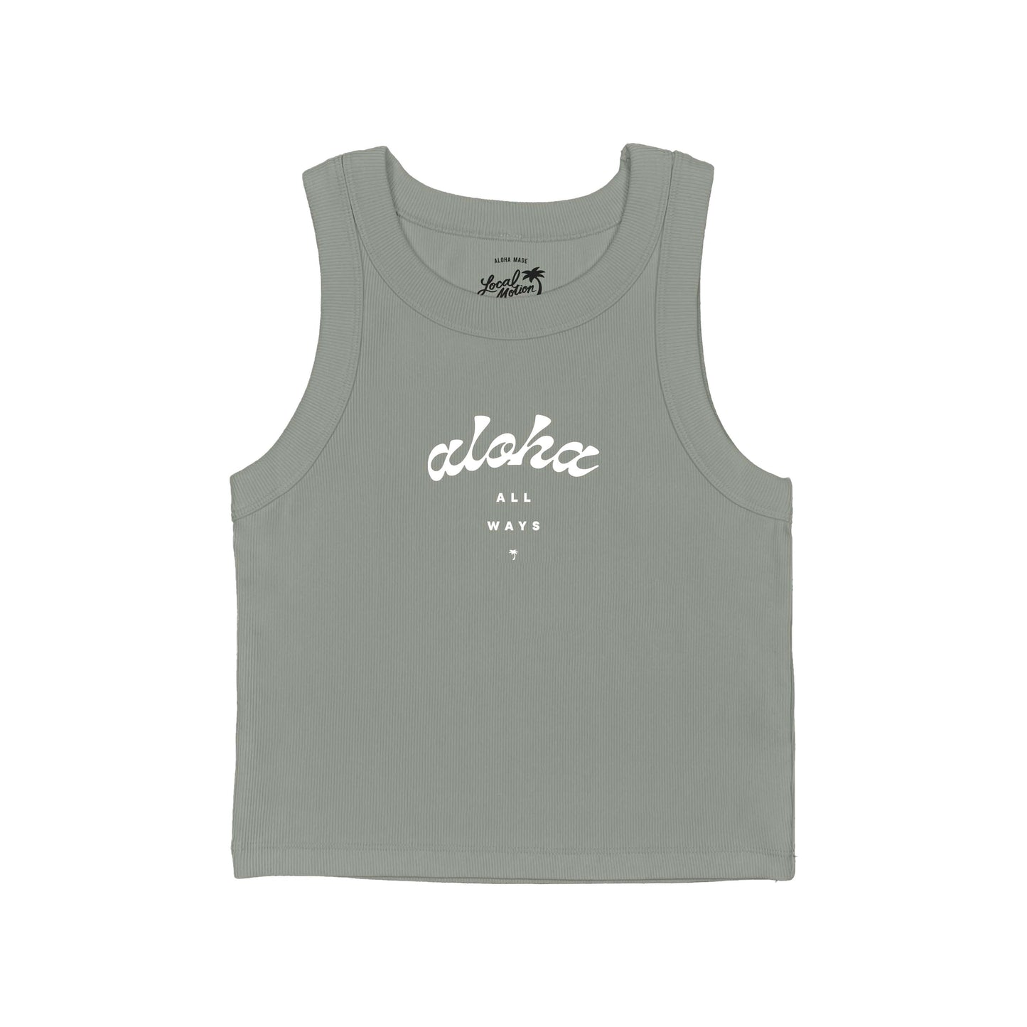 RETRO ALOHA CURVE RIB CROP TANK