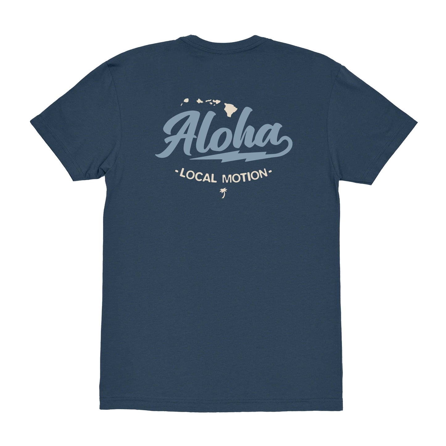 ALOHA BOLT TEE in Indigo - back view