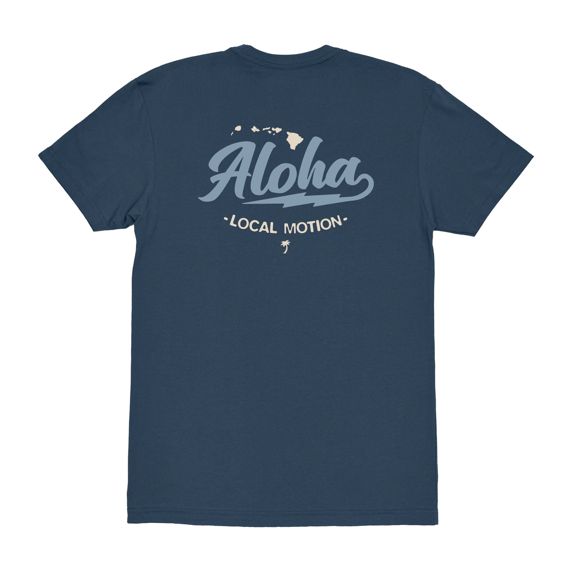 ALOHA BOLT TEE in Indigo - back view