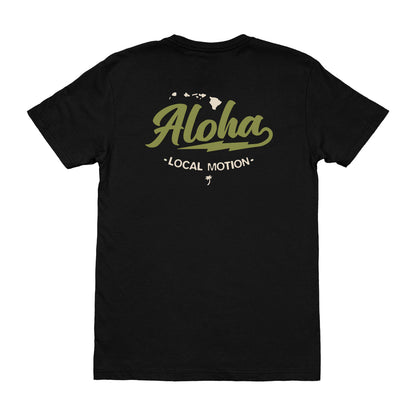 ALOHA BOLT TEE in Black - back view