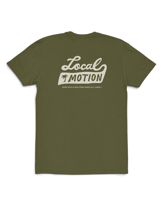 An olive green short-sleeve t-shirt shown from the back [military green]