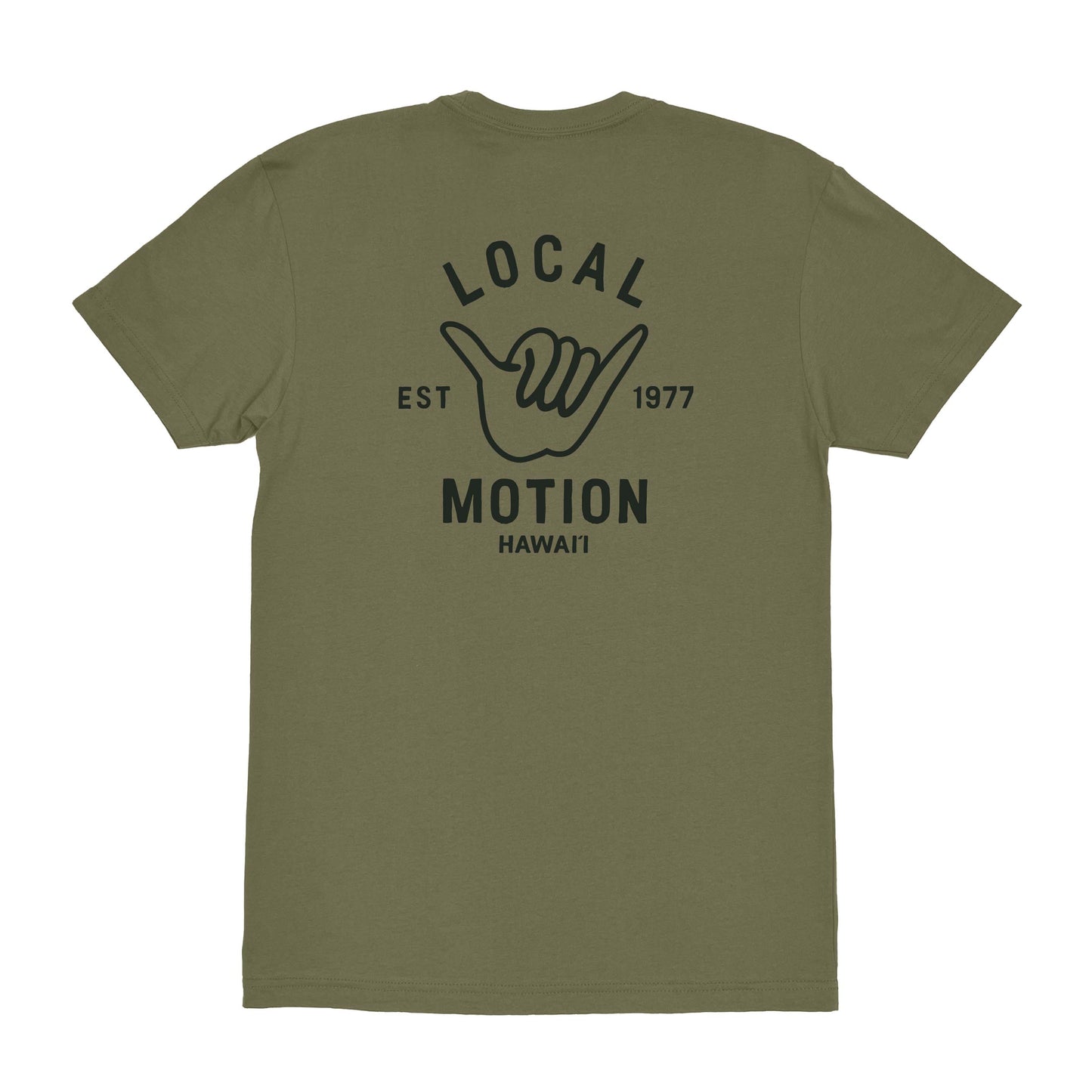 BIG SHAKA TEE in Light Olive - back view