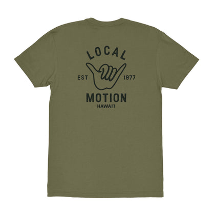 BIG SHAKA TEE in Light Olive - back view