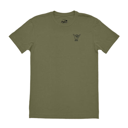 BIG SHAKA TEE in Light Olive - front view