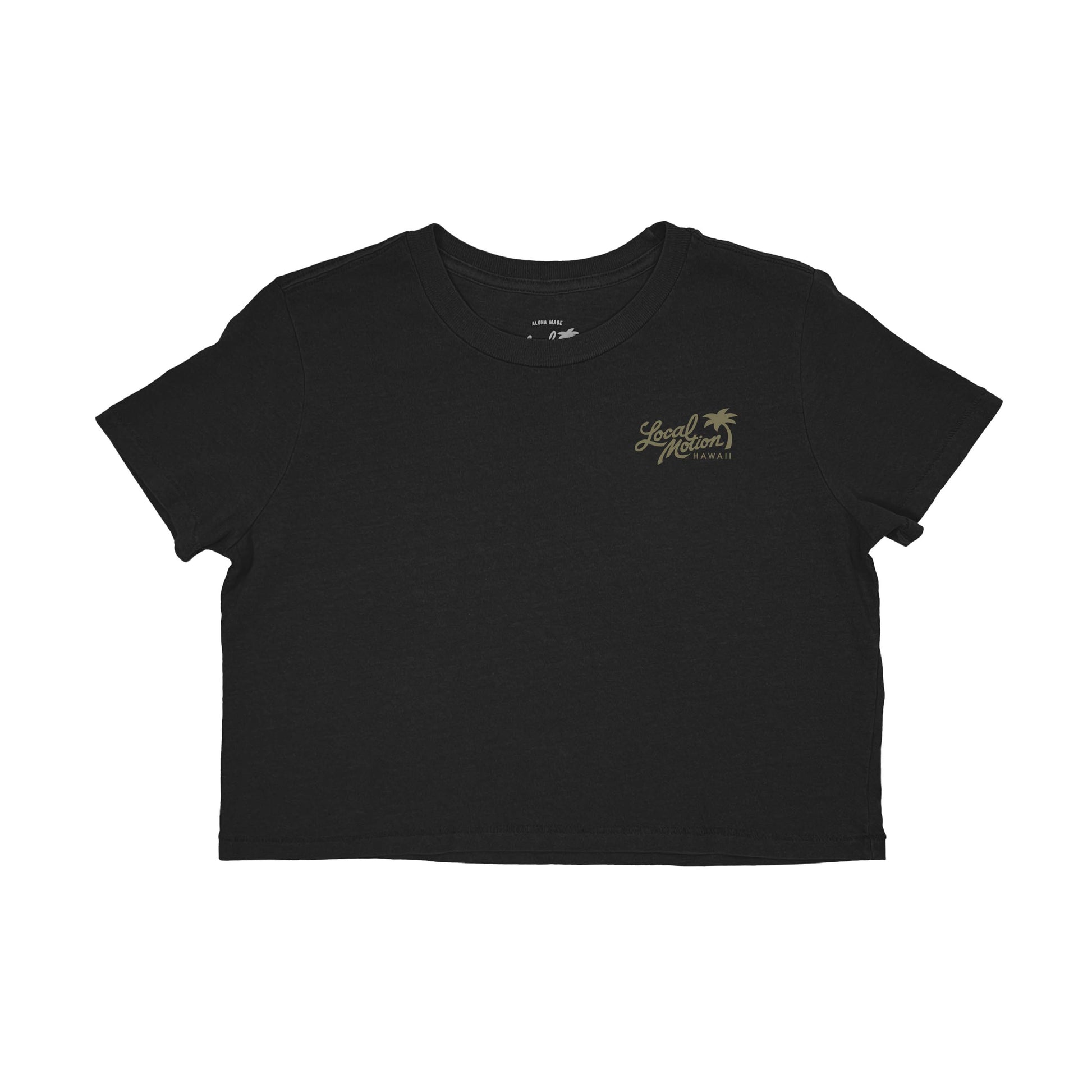 CHECKER QUILT CROP TEE in Graphite Black - front view