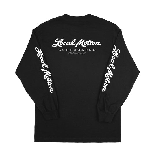 CLASSIC SURFBOARDS LONG SLEEVE TEE in Black - back view [black]