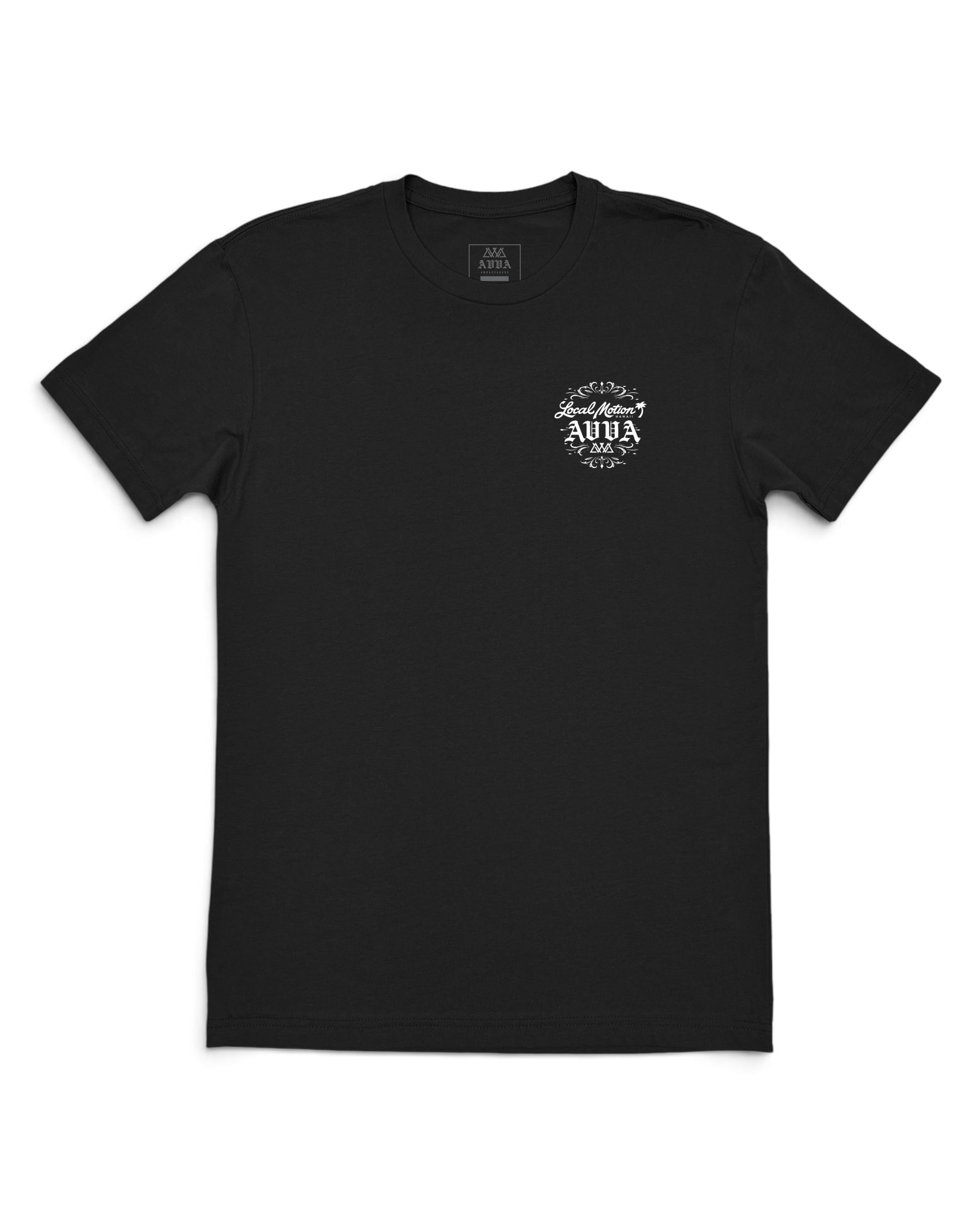 A black short-sleeve crewneck t-shirt with a small white graphic on the left chest [black]