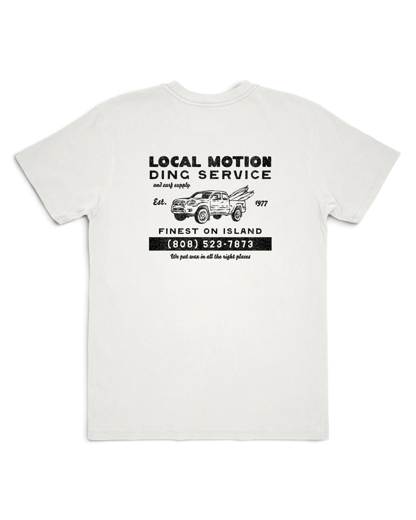 A white short-sleeve crewneck t-shirt with a black vintage-style graphic print [vintage white]