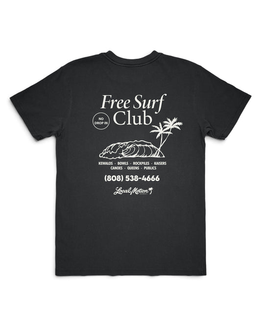 Graphic shirt with Free Surf Club and Local Motion phone number [graphite black]