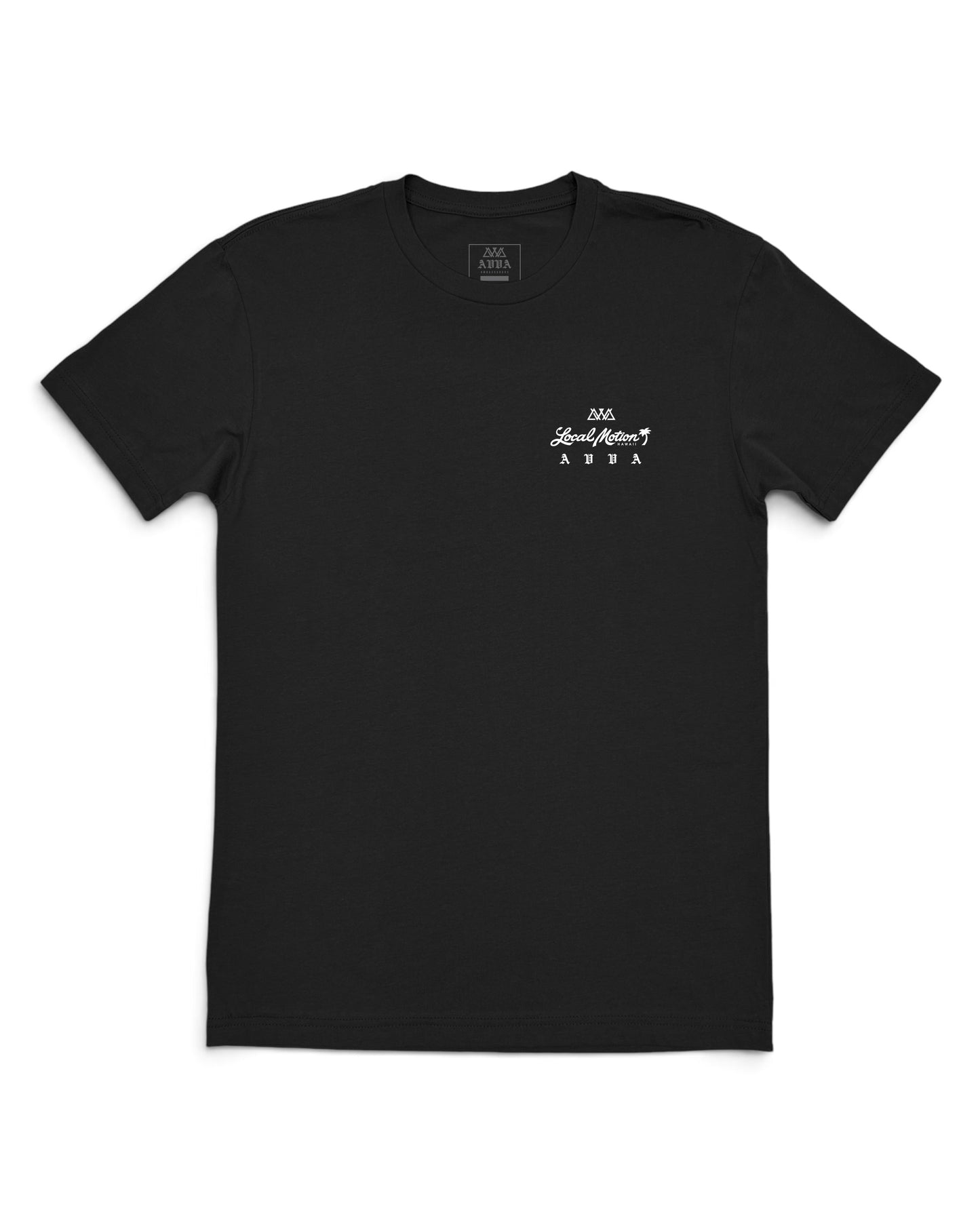 A black short-sleeve crewneck t-shirt with a small white graphic on the left chest [black]