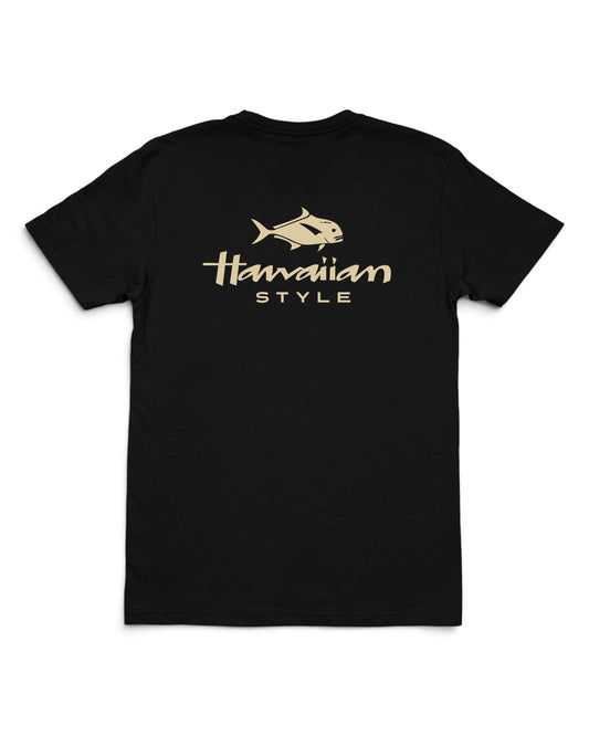 A black short-sleeve crewneck t-shirt featuring a graphic on the chest [black]