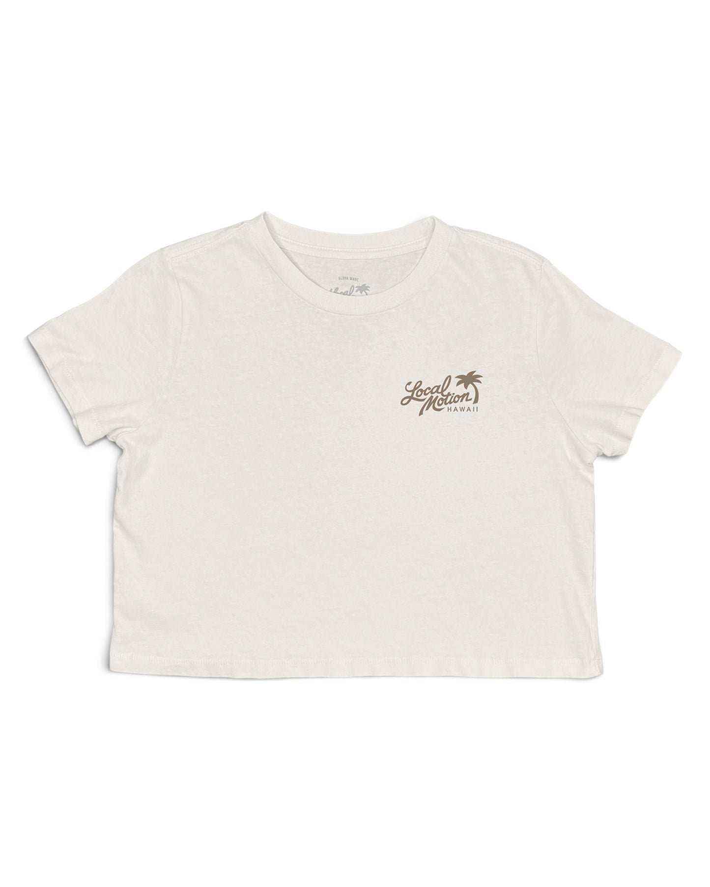 HIBISCUS ROUND CROP TEE in Cream-Front View [cream]