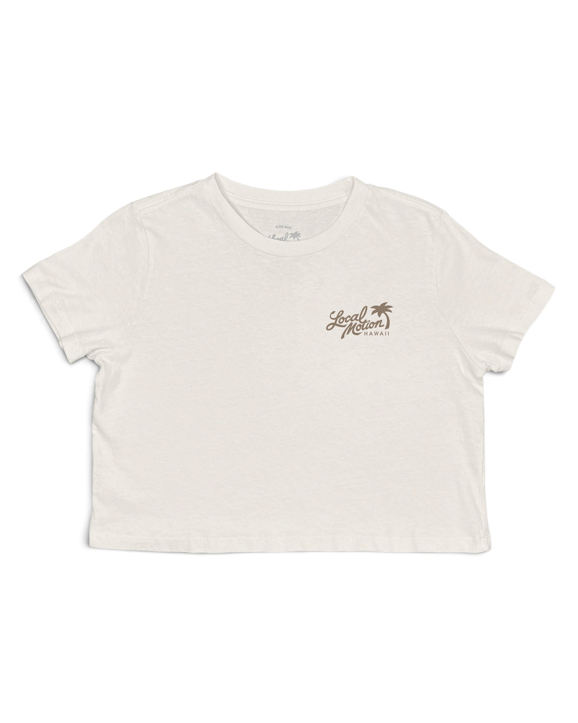 HIBISCUS ROUND CROP TEE in Cream-Front View [cream]