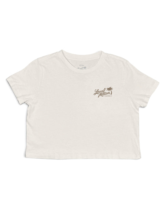 HIBISCUS ROUND CROP TEE in Cream-Front View [cream]