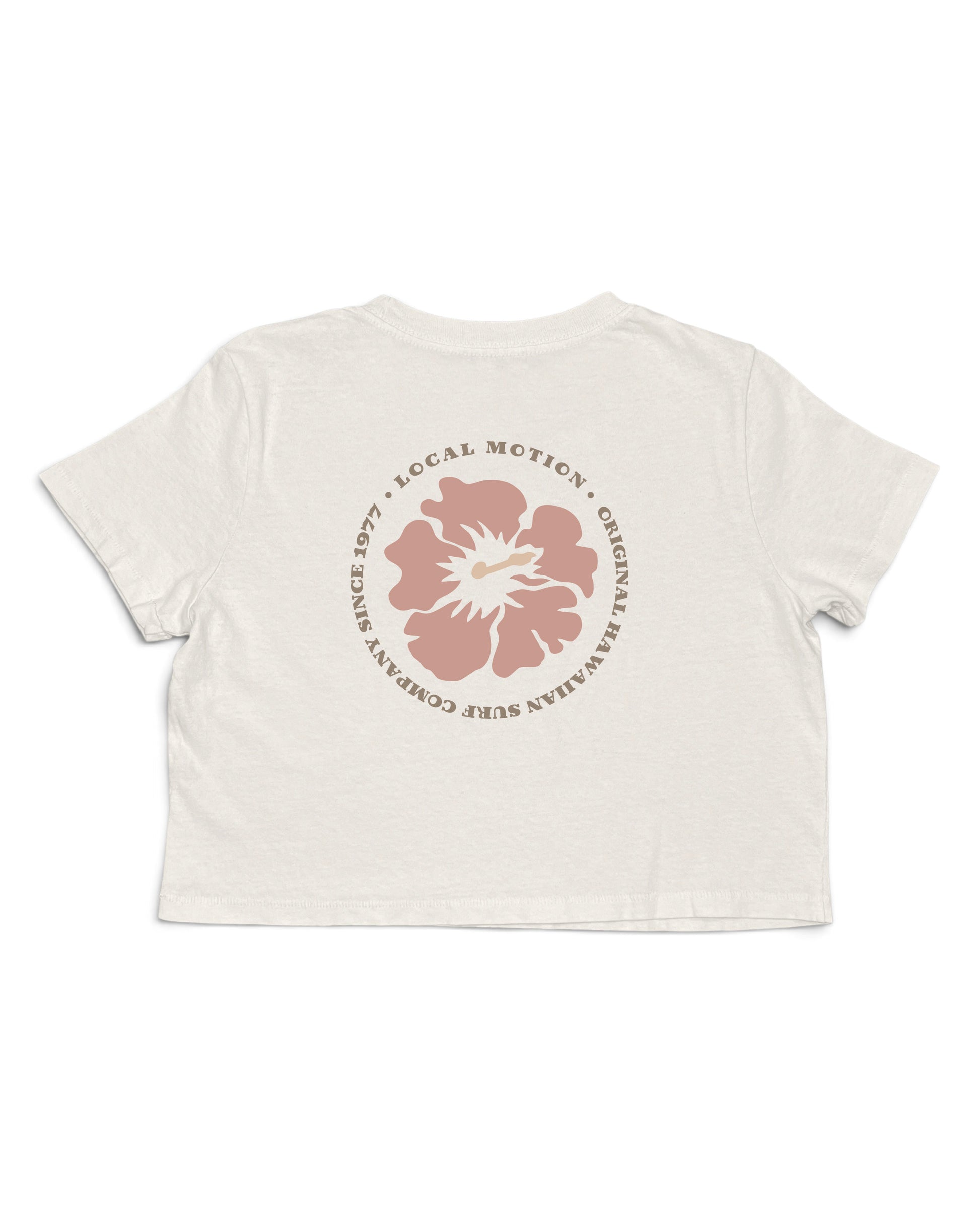 HIBISCUS ROUND CROP TEE in Cream-Back View [cream]