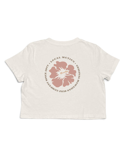 HIBISCUS ROUND CROP TEE in Cream-Back View [cream]