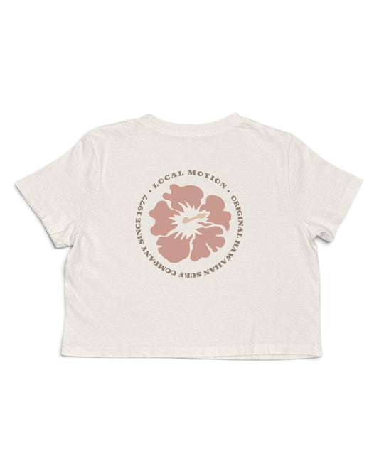 HIBISCUS ROUND CROP TEE in Cream-Back View [cream]