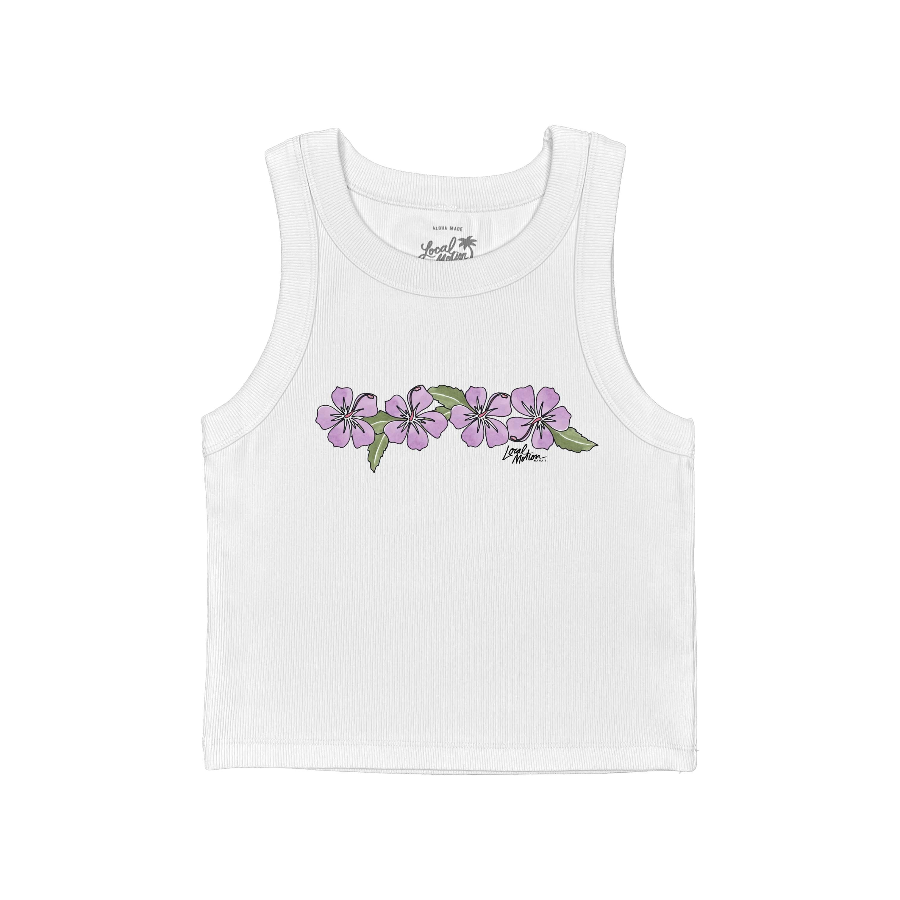 BlackEyePatch Hibiscus TANK TOP White！ HIBISCUS_OG_LABEL_CROPPED_TANK