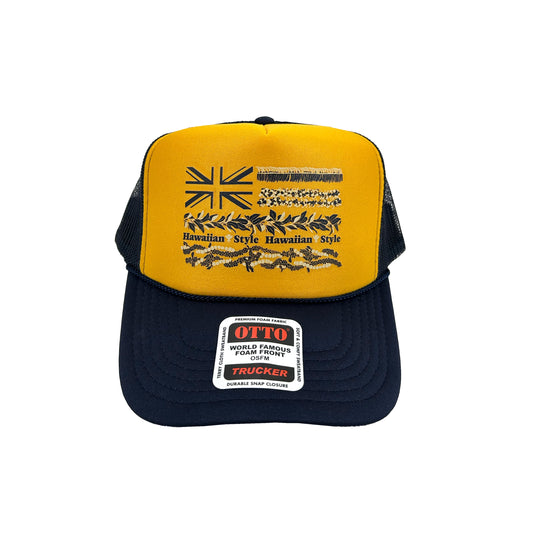 LEI DAY FOAMY TRUCKER HAT [navy/gold]