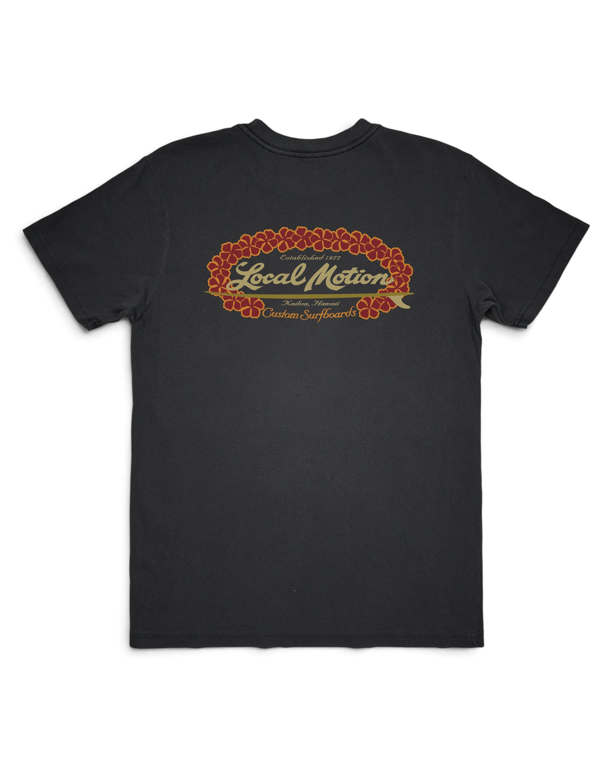 A black short-sleeve t-shirt with a vintage-style graphic [graphite black]