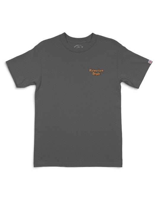 HAWAIIAN style flag on front of tee [charcoal]