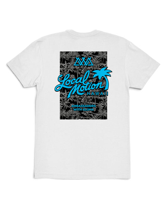 A white short-sleeve t-shirt shown from the back, featuring a large graphic print [white]