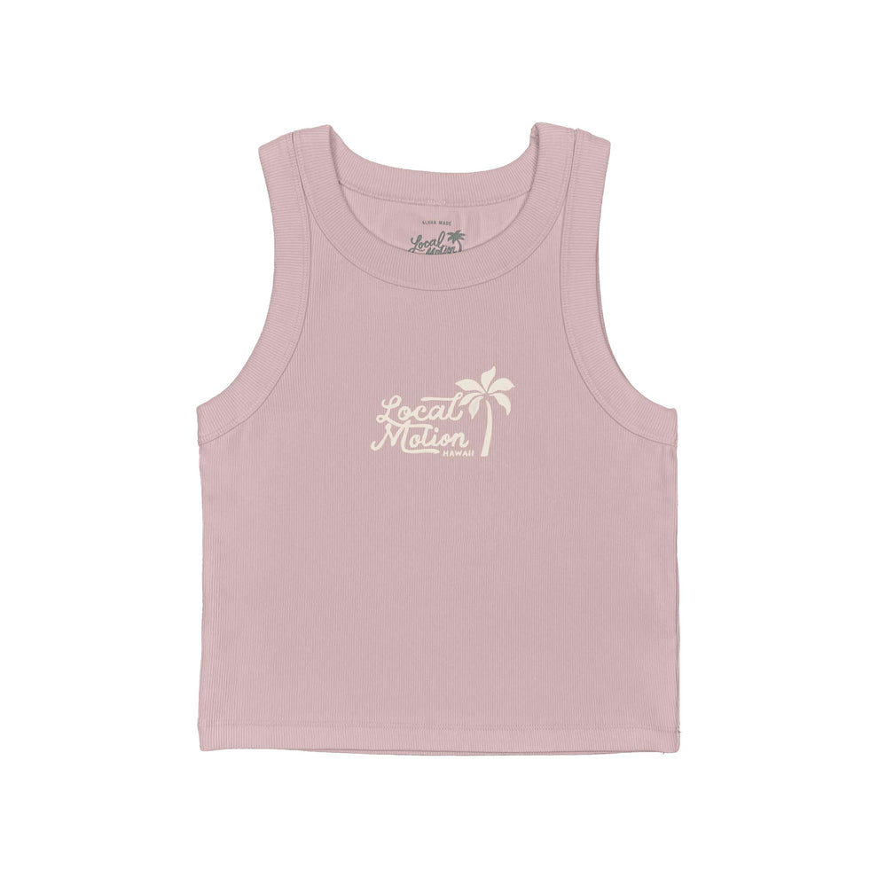 Painted Palm Logo Rib Crop Tank | Local Motion Hawaii
