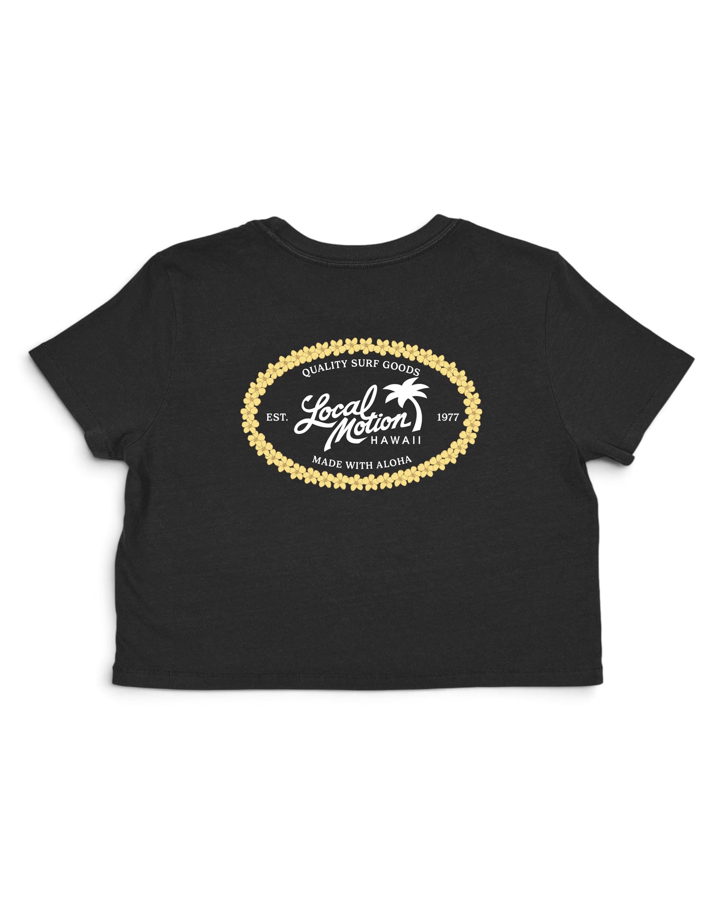 PUAKENIKENI LOGO CROP TEE in Black-BACK view [black]