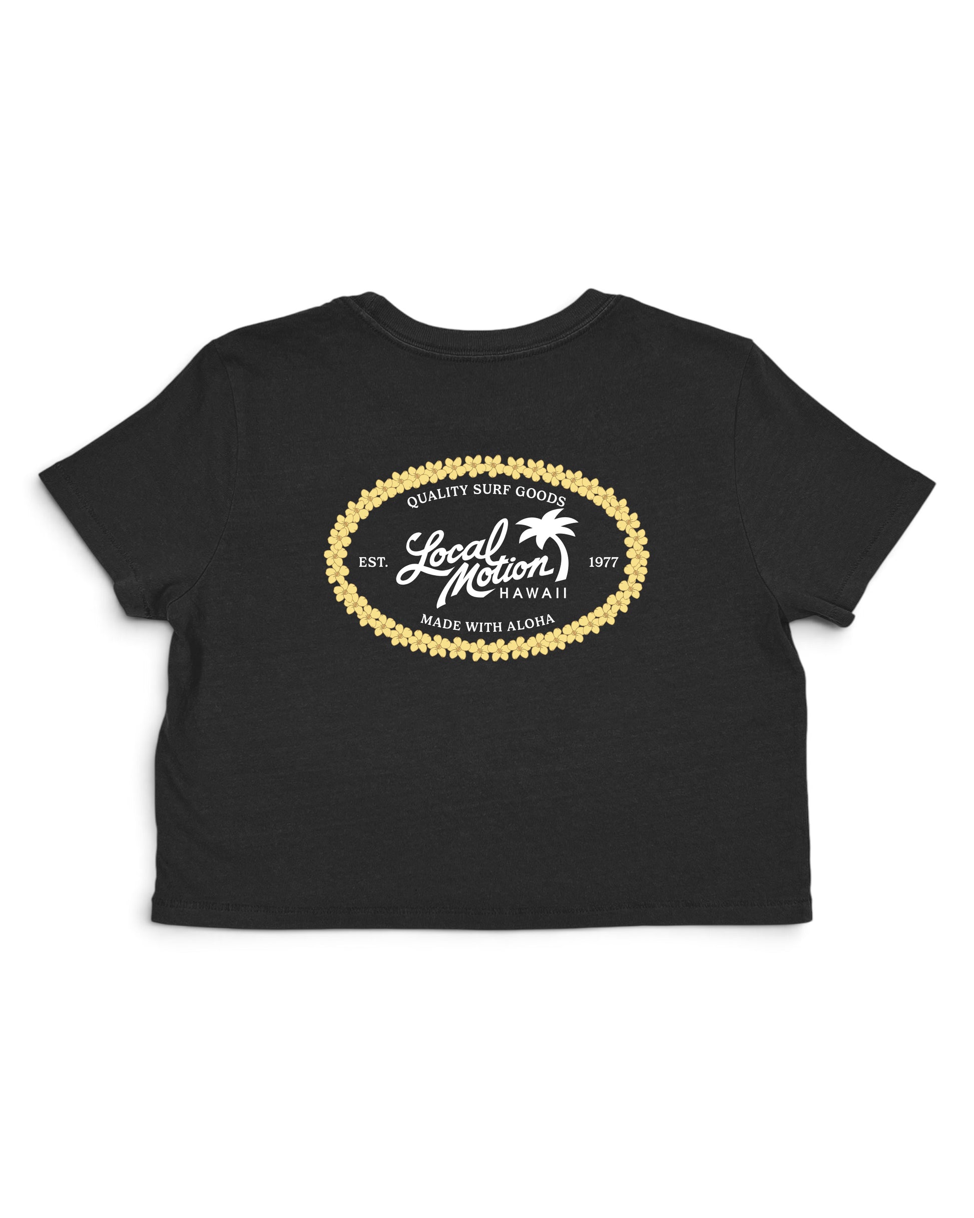 PUAKENIKENI LOGO CROP TEE in Black-BACK view [black]