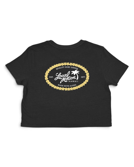 PUAKENIKENI LOGO CROP TEE in Black-BACK view [black]
