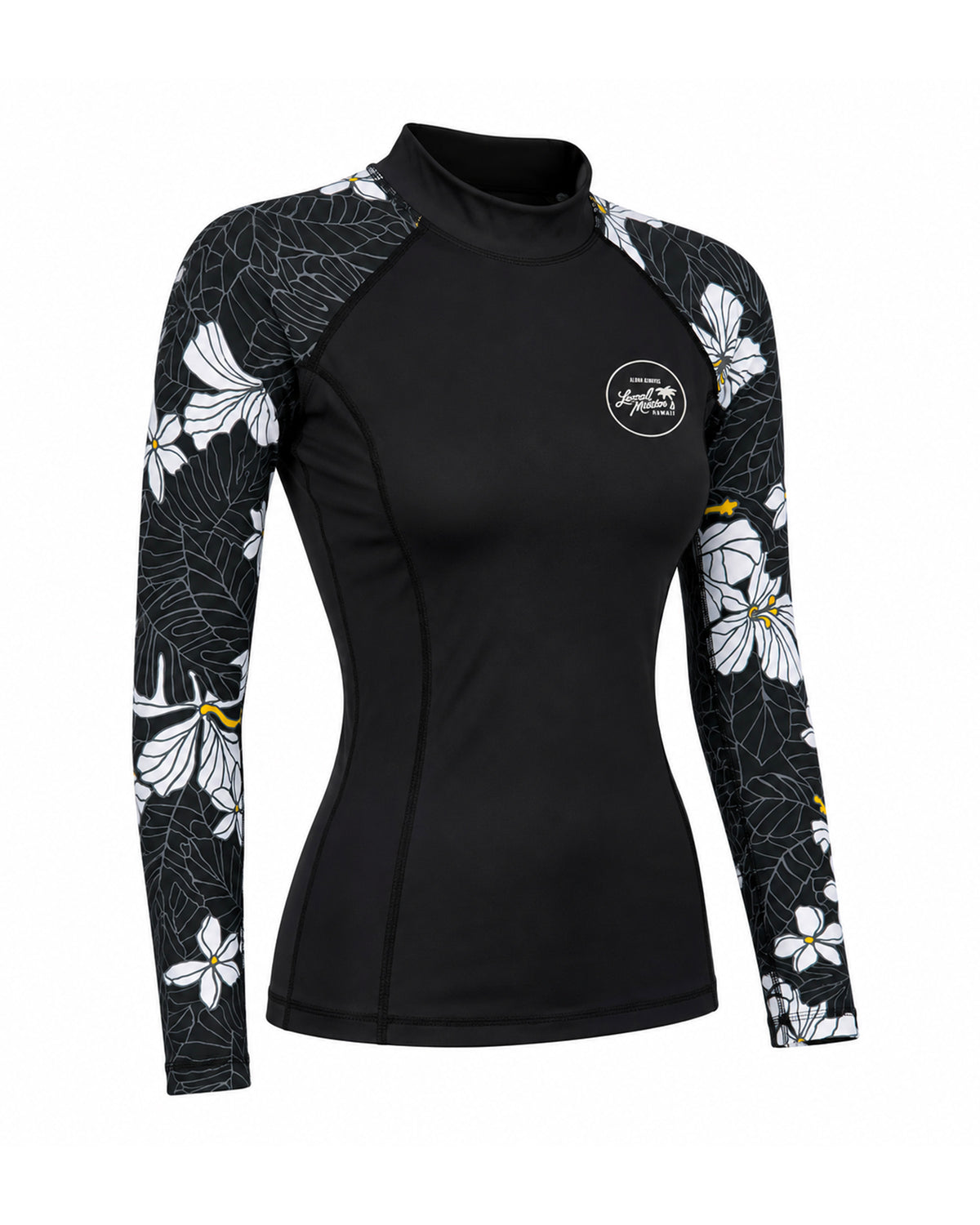 Longsleeve rashguard with floral prints [black]