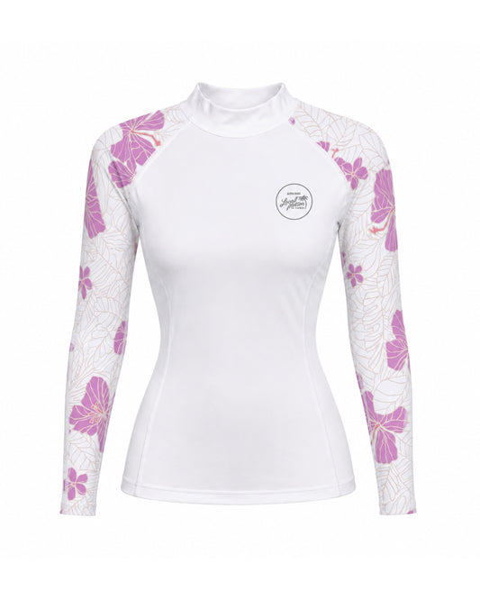 A women's long-sleeve high-neck rash guard in white [white]