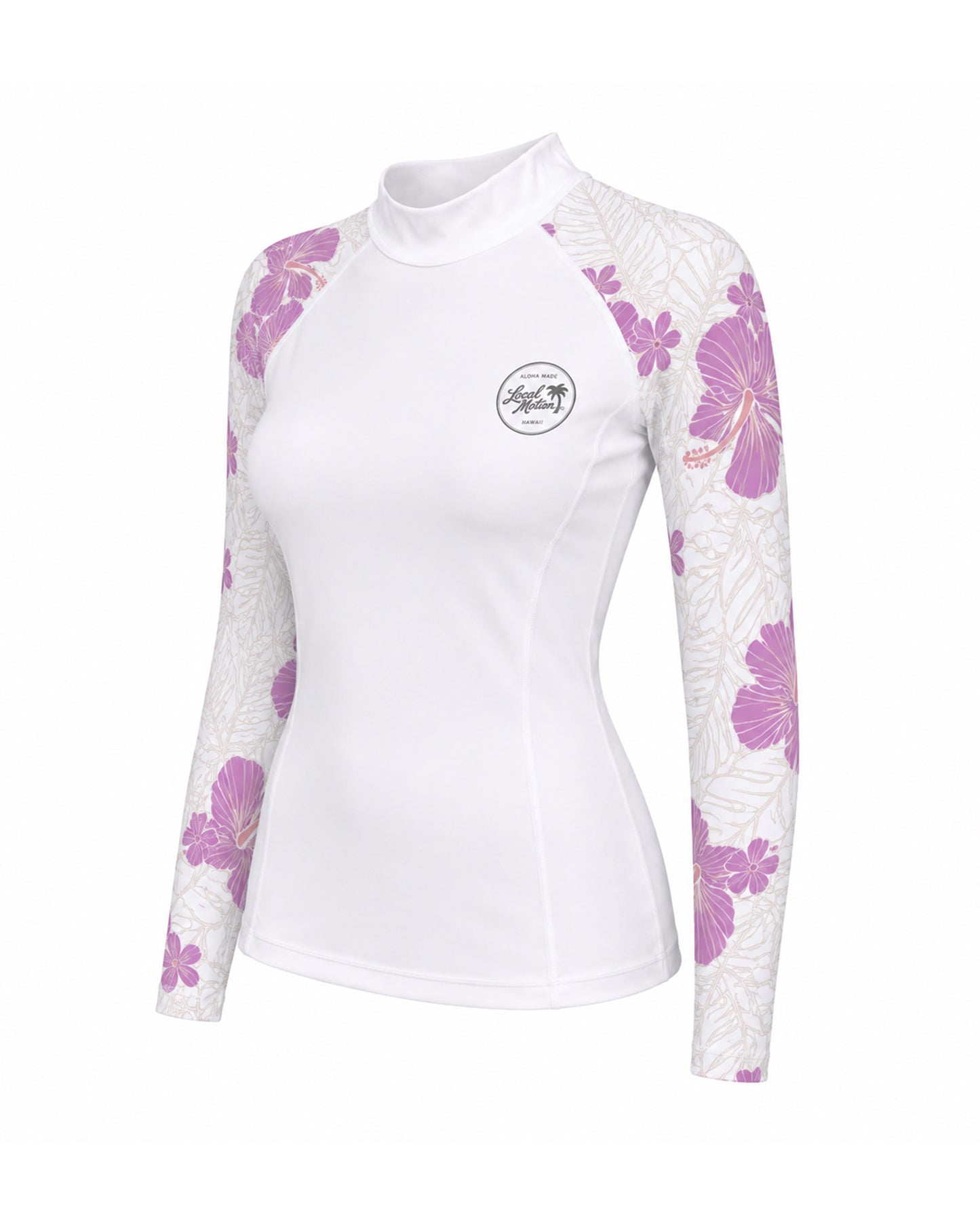 A women's long-sleeve high-neck rash guard in white [white]