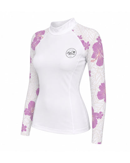 A women's long-sleeve high-neck rash guard in white [white]