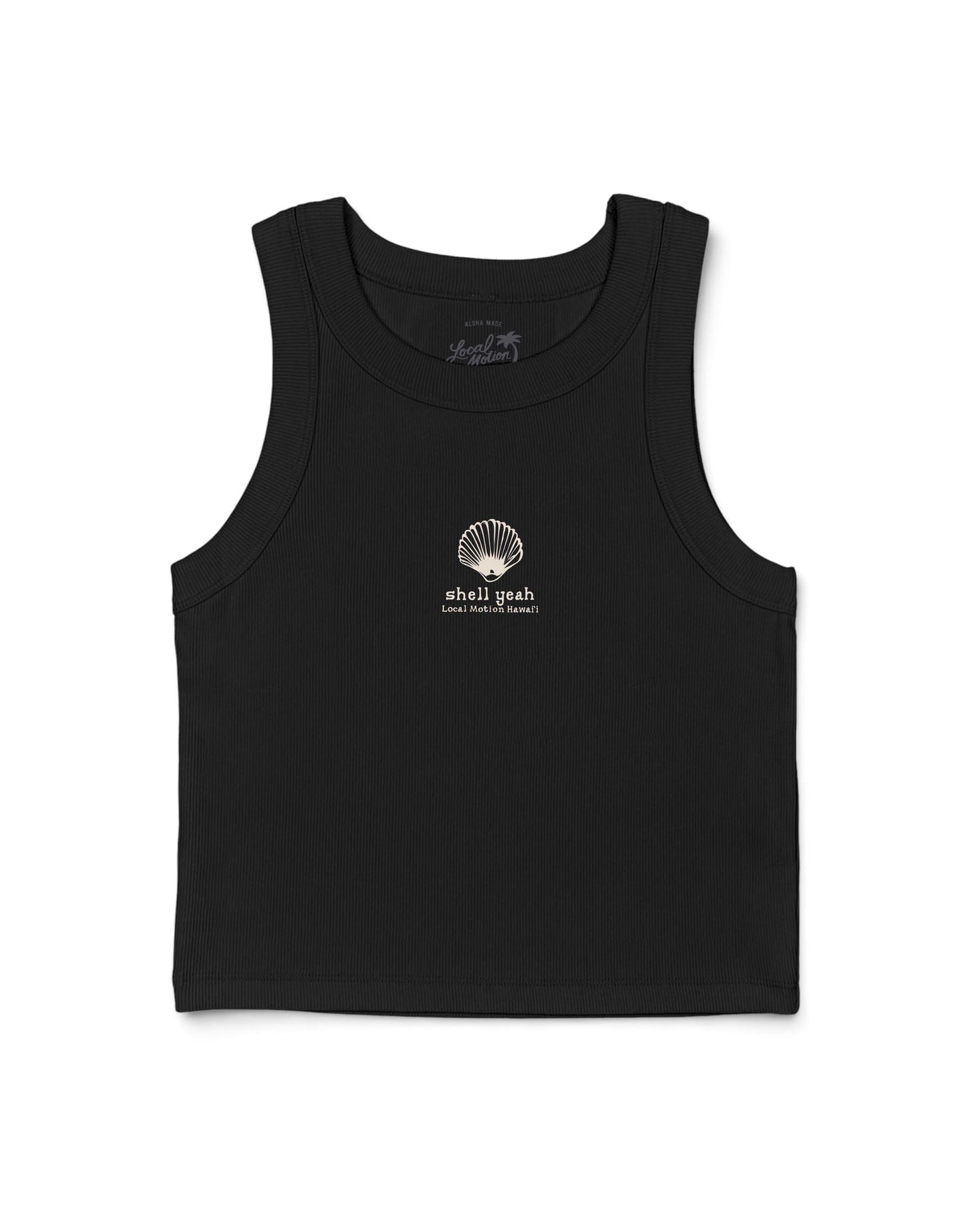SHELL YEAH RIB CROP TANK in Black [black]