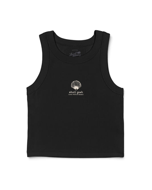 SHELL YEAH RIB CROP TANK in Black [black]