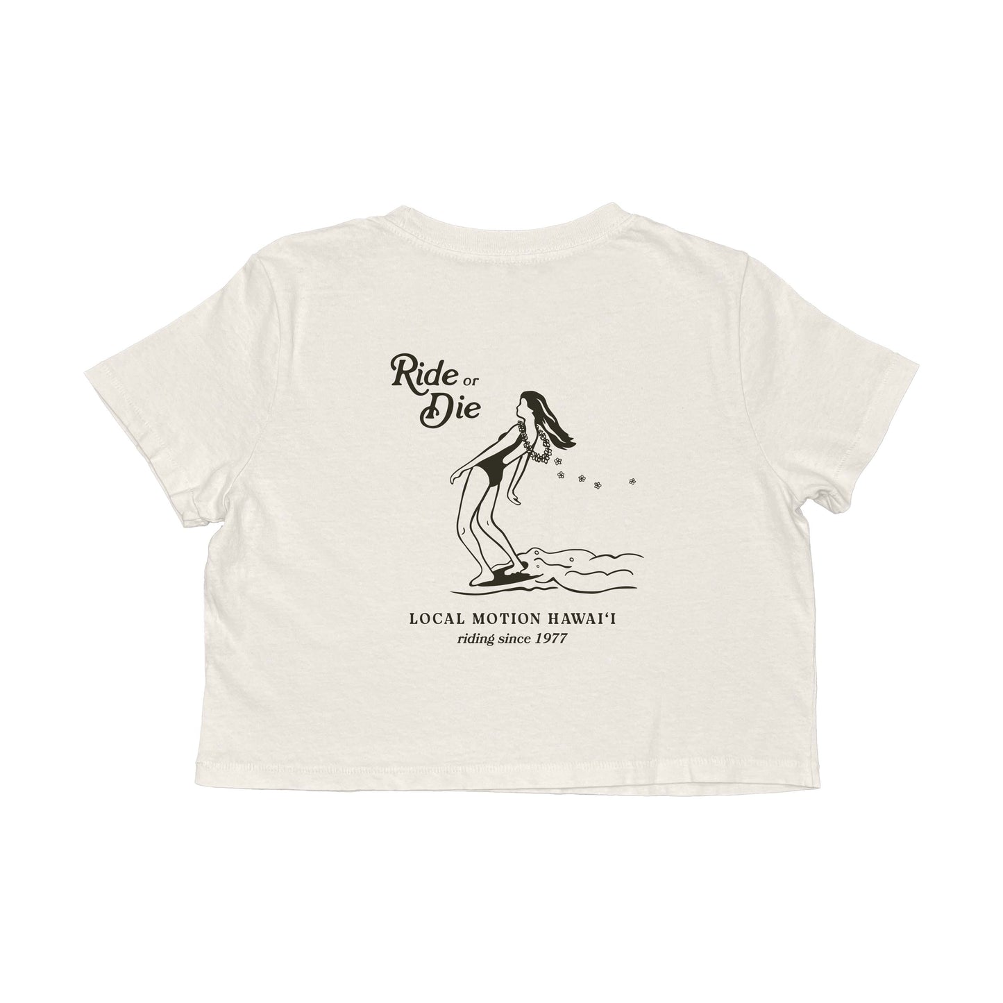 RIDE OR DIE CROP TEE in Parchment - back view