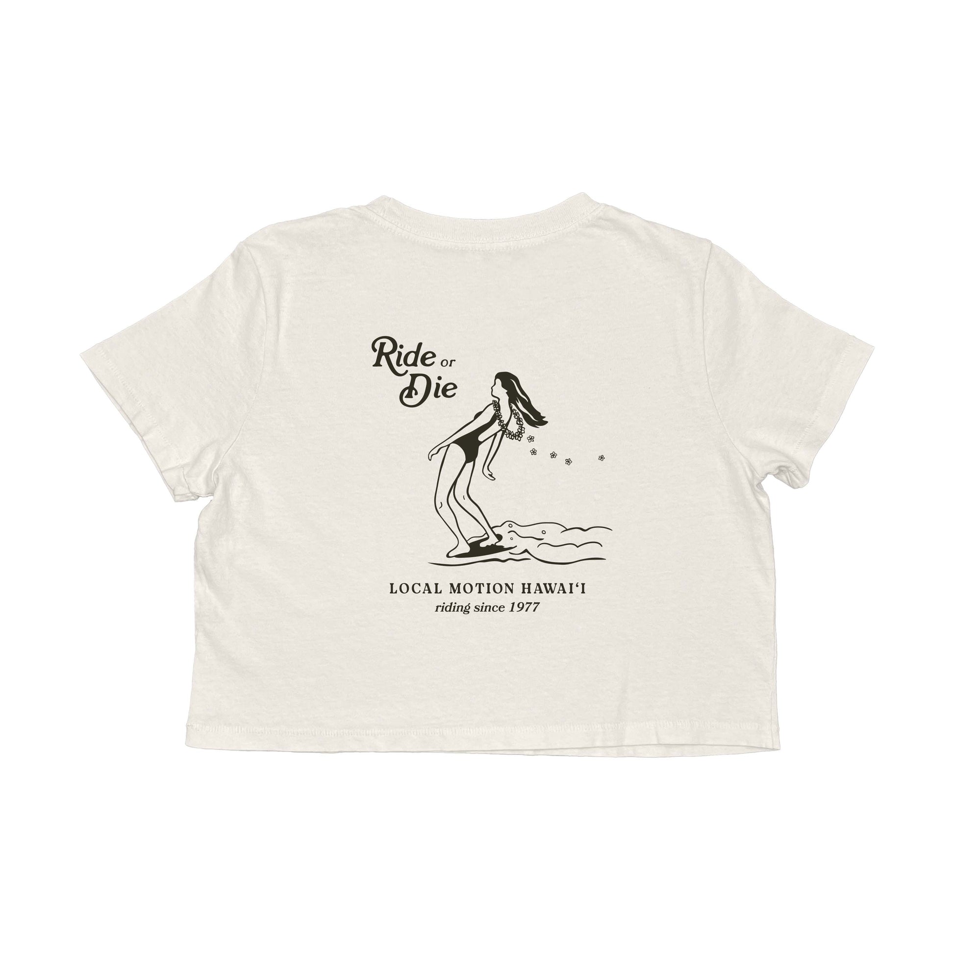 RIDE OR DIE CROP TEE in Parchment - back view