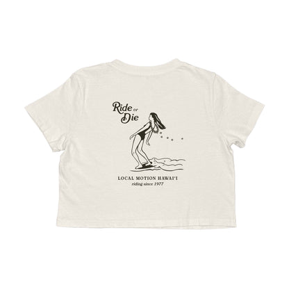 RIDE OR DIE CROP TEE in Parchment - back view