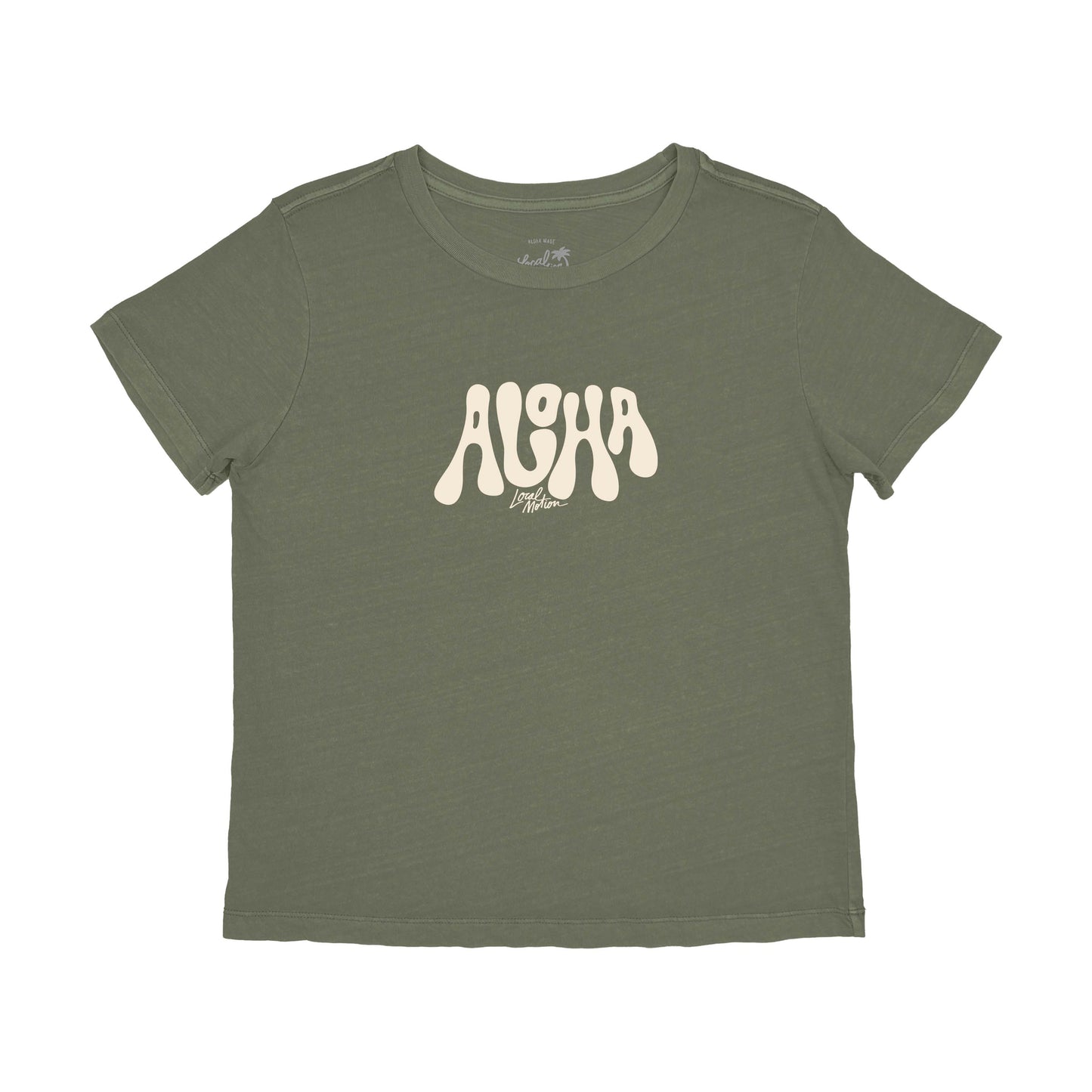 PUFFY ALOHA TEE in Moss - front view