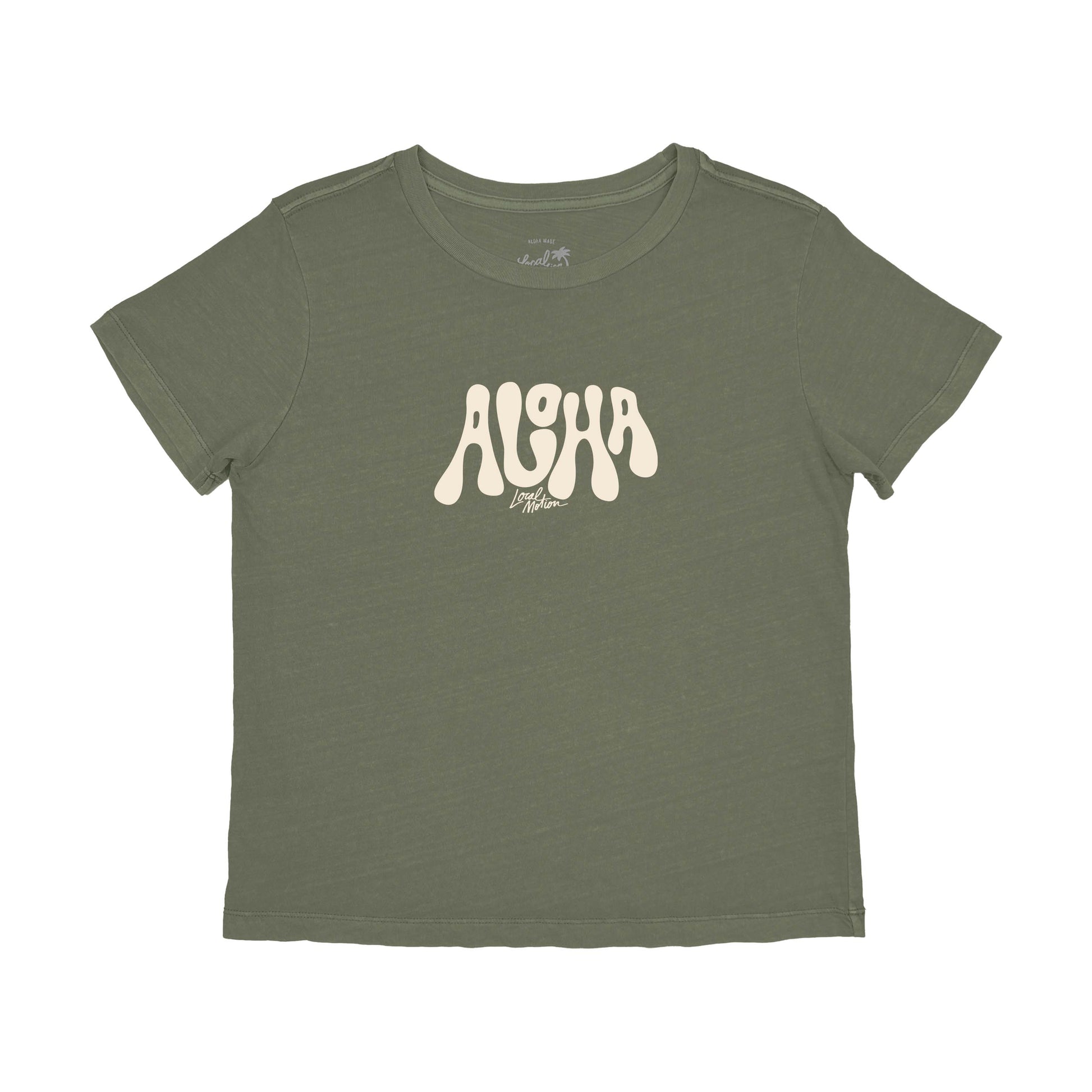 PUFFY ALOHA TEE in Moss - front view