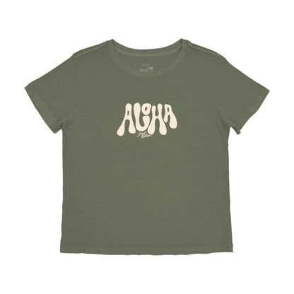PUFFY ALOHA TEE in Moss - front view