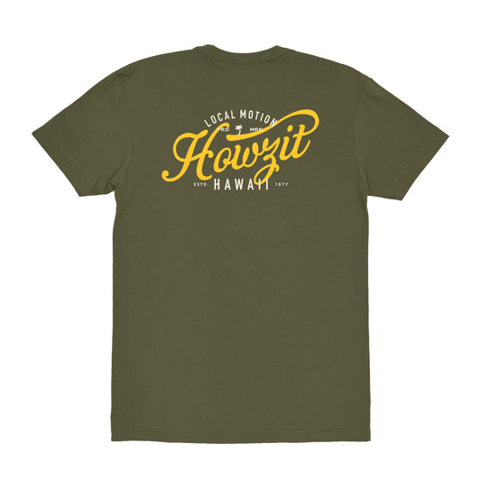 HOWZSCRIPT TEE - back view [military]