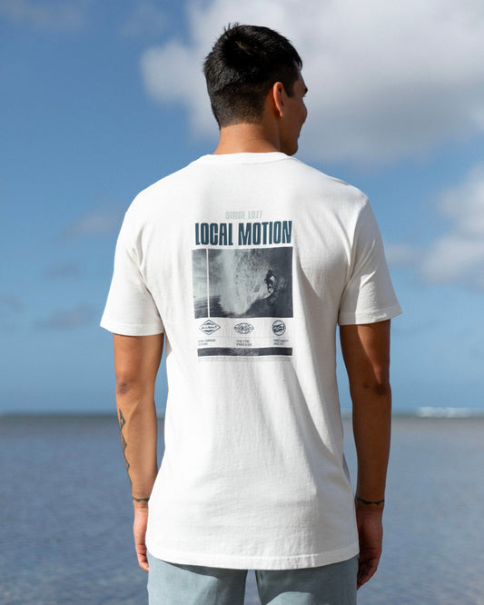 A man standing on a beach from behind [vintage white]
