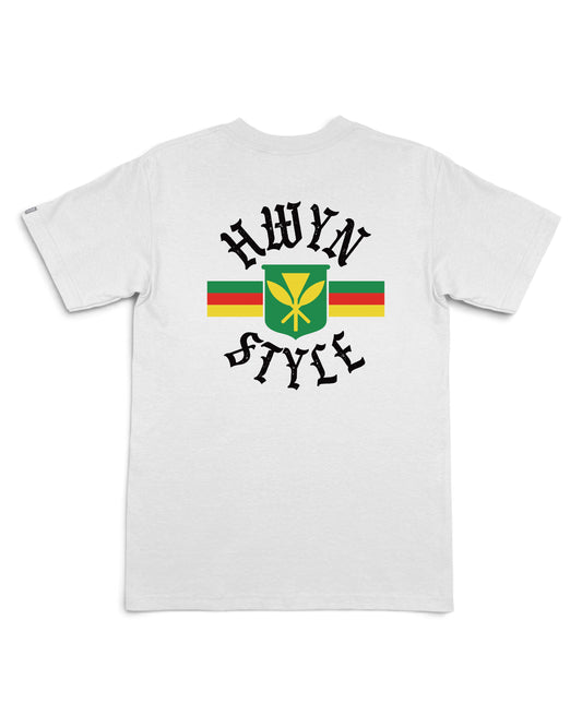 A white short-sleeve t-shirt with a graphic on the front [white]