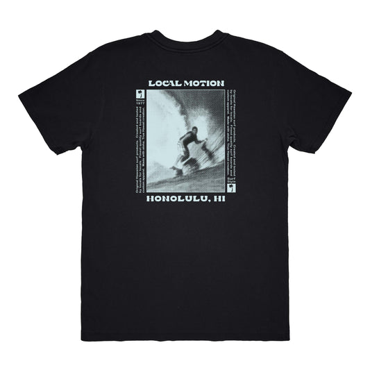 SURF MORE VINTAGE TEE in Black - back view [graphite black]