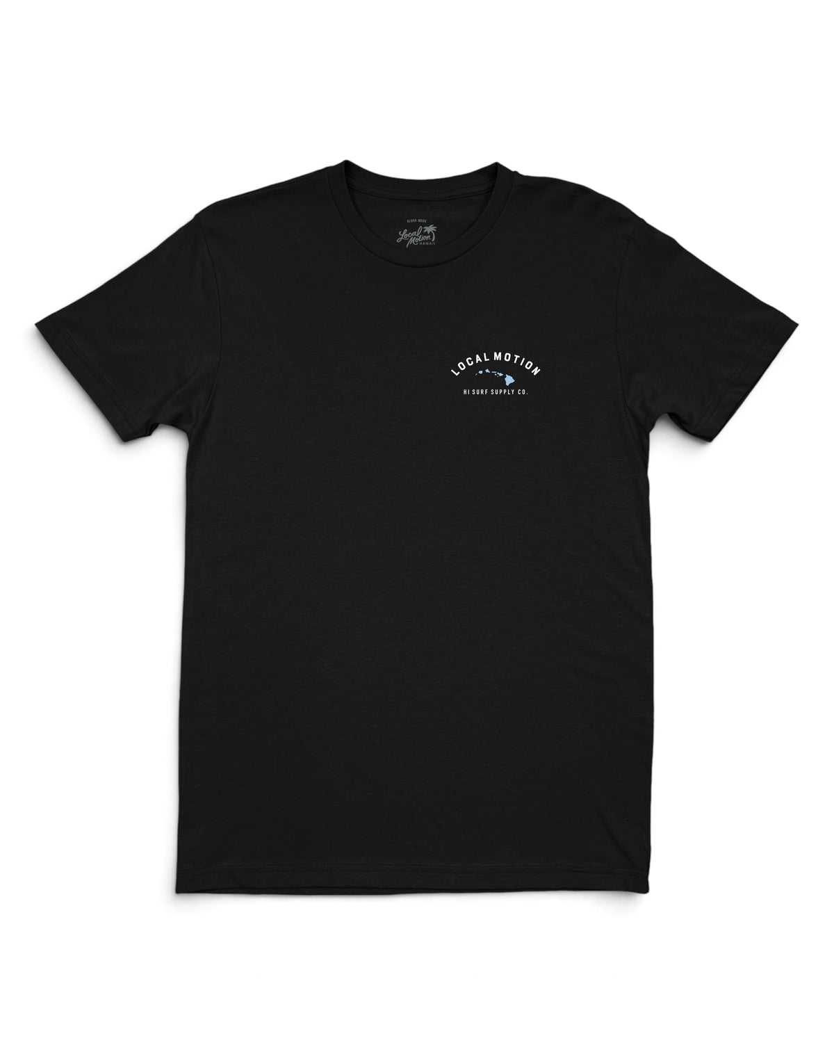 A black short-sleeve crewneck t-shirt with a small white graphic on the left [black]