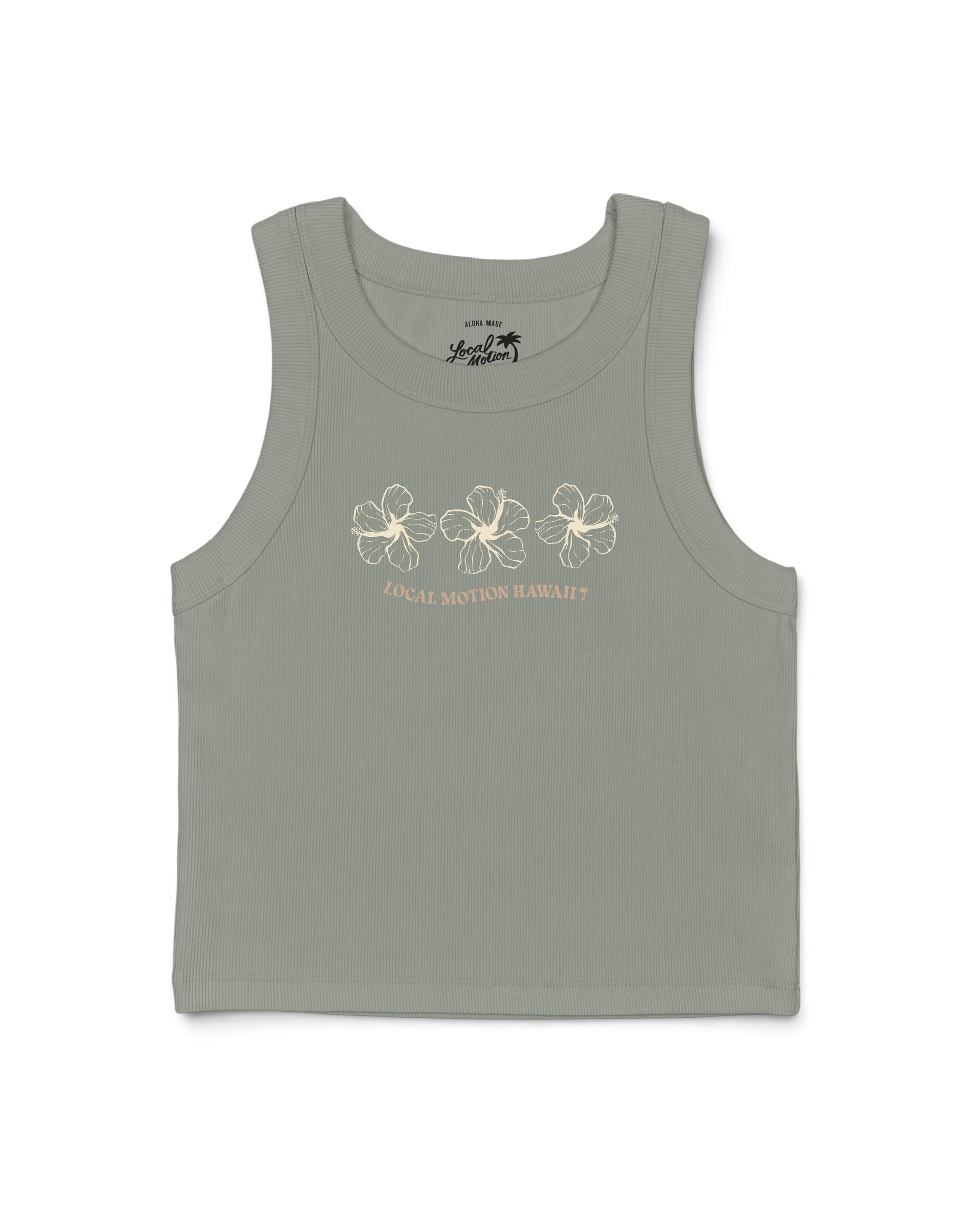 TRIOS RIB CROP TANK in Eucalyptus